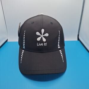 Live It Hat Black White Embroidered Logo Cap America Golf Adjustable Strap Cap